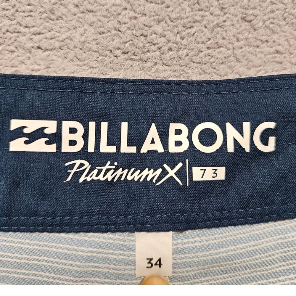 Billabong Platinum X 73 Swim Trunks Mens 34 Blue Striped Surf Surfing Water Polo